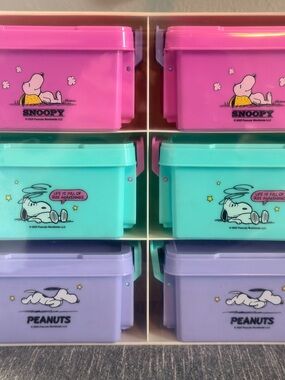 Peanuts Snoopy 6 Drawer Storage Organizer - Pink, Teal, Lavender Desk Bins